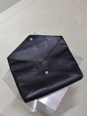 YSL 25S CASSANDRE LARGE ENVELOPE POUCH 29 IN BLACK CALFSKIN GRAY HARDWRE