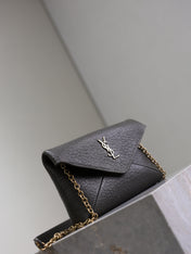 YSL 25S CALYPSO MINI 19 IN CHARCOAL GRAY LAMBSKIN GOLD HARDWRE