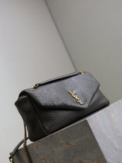 YSL 25S CALYPSO 30 IN DARK OLIVE GRAINED CALFSKIN GOLD HARDWRE