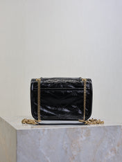 YSL 25S NIKI BAG 18 IN BLACK GLOSSY CALFSKIN GOLD HARDWARE