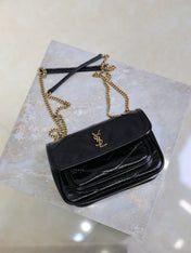 YSL 25S NIKI BAG 18 IN BLACK GLOSSY CALFSKIN GOLD HARDWRE