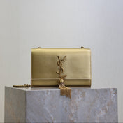 YSL 25S KATE TASSEL 20 IN GOLD METALLIC CALFSKIN GOLD HARDWRE