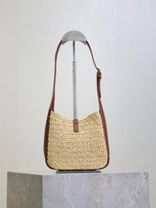 YSL 25S LE 5 À 7 SUPPLE BABY 16 IN RAFFIA AND CALFSKIN GOLD HARDWARE