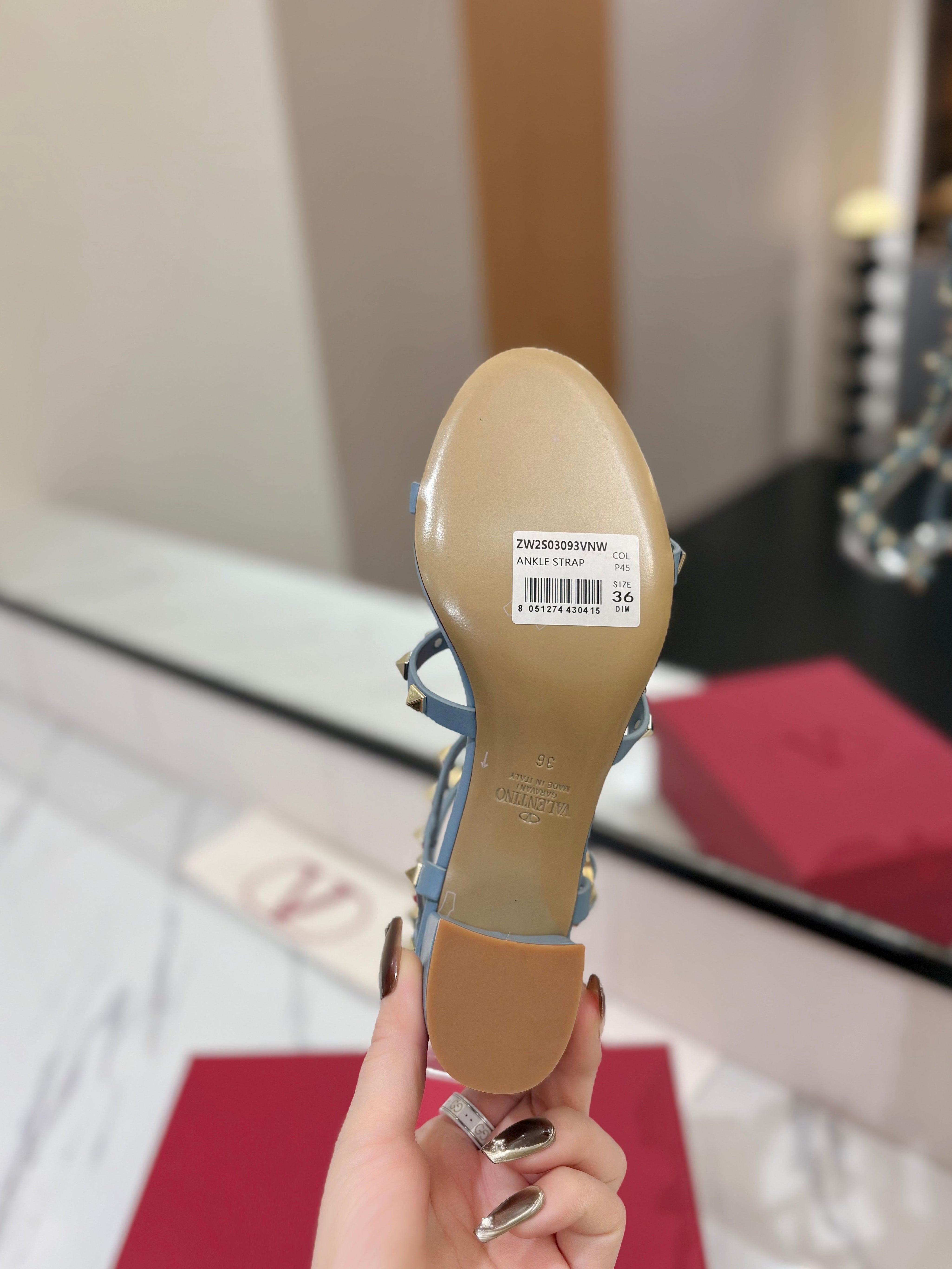 VALENTINO 26S STUDDED HIGH HEEL SANDALS 65 MM IN SKY BLUE CALFSKIN