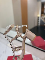 VALENTINO 26S STUDDED HIGH HEEL SANDALS 65 MM IN NUDE CALFSKIN