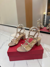 VALENTINO 26S STUDDED HIGH HEEL SANDALS 65 MM IN NUDE CALFSKIN