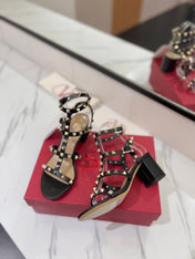 VALENTINO 26S STUDDED HIGH HEEL SANDALS 65 MM IN BLACK CALFSKIN