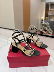 VALENTINO 26S STUDDED HIGH HEEL SANDALS 65 MM IN BLACK CALFSKIN