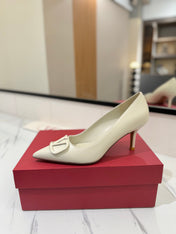 VALENTINO 26S HIGH HEELS 75 MM IN CREAM WHITE SMOOTH CALFSKIN