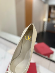 VALENTINO 26S HIGH HEELS 75 MM IN CREAM WHITE SMOOTH CALFSKIN
