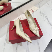 VALENTINO 26S HIGH HEELS 75 MM IN CREAM WHITE SMOOTH CALFSKIN