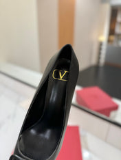 VALENTINO 26S HIGH HEELS 75 MM IN BLACK SMOOTH CALFSKIN