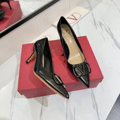 VALENTINO 26S HIGH HEELS 75 MM IN BLACK PATENT CALFSKIN