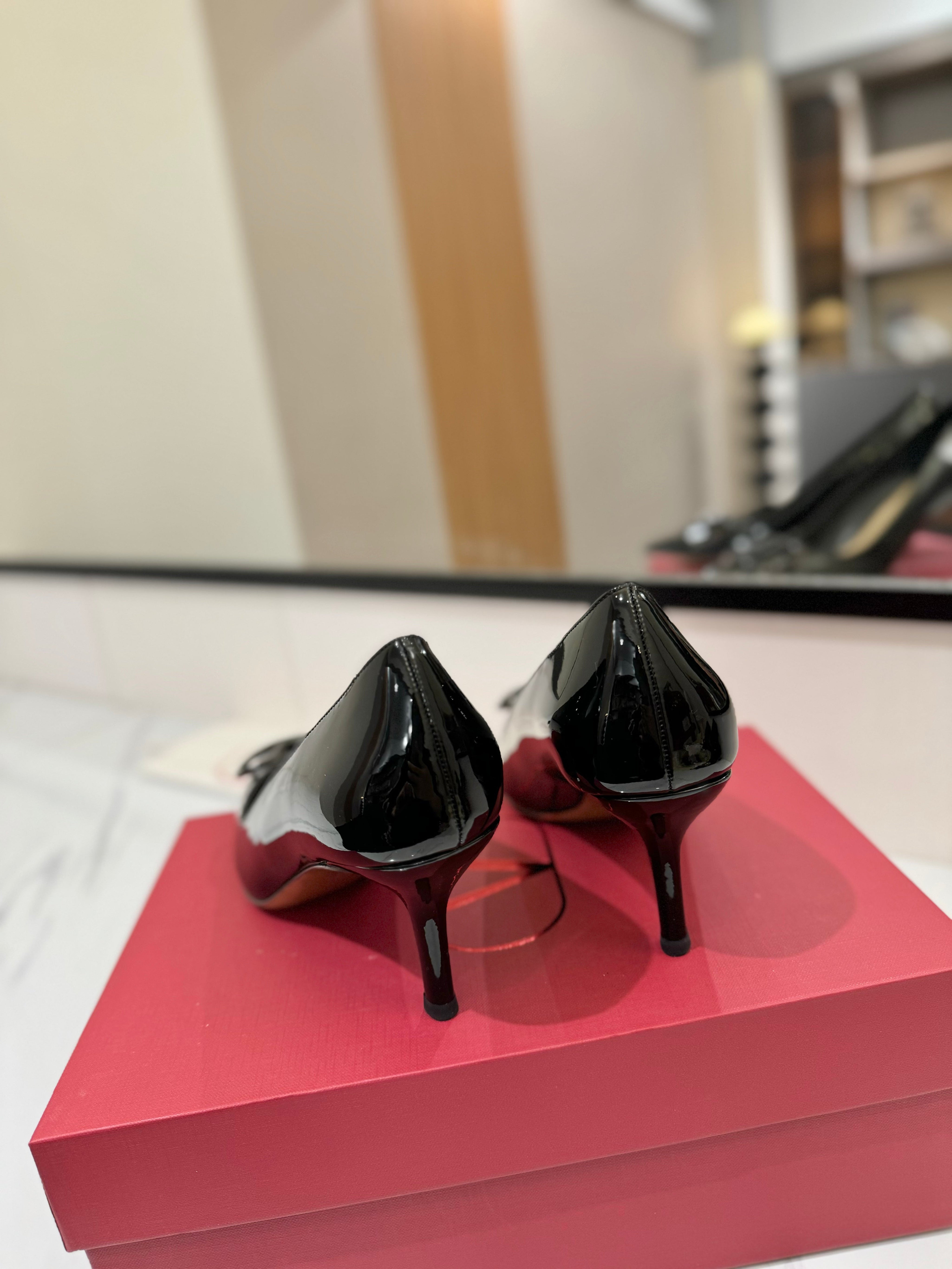 VALENTINO 26S HIGH HEELS 75 MM IN BLACK PATENT CALFSKIN
