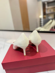 VALENTINO 26S HIGH HEELS 75 MM IN CREAM WHITE PATENT CALFSKIN
