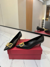 VALENTINO 26S HIGH HEELS 45 MM IN BLACK SMOOTH CALFSKIN WITH GOLD HARDWARE