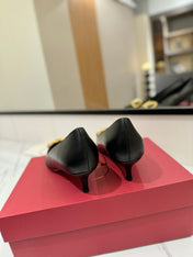 VALENTINO 26S HIGH HEELS 45 MM IN BLACK SMOOTH CALFSKIN WITH GOLD HARDWARE