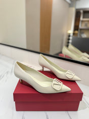VALENTINO 26S HIGH HEELS 45 MM IN CREAM WHITE SMOOTH CALFSKIN