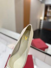 VALENTINO 26S HIGH HEELS 45 MM IN CREAM WHITE SMOOTH CALFSKIN