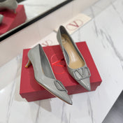 VALENTINO 26S HIGH HEELS 45 MM IN GREY PATENT CALFSKIN