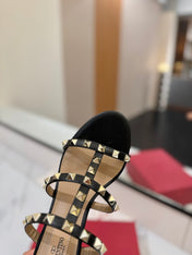 VALENTINO 26S HEELED SANDALS 60 MM IN BLACK CALFSKIN WITH GOLD STUDS