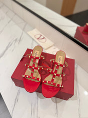 VALENTINO 26S HEELED SANDALS 60 MM IN RED CALFSKIN WITH GOLD STUDS