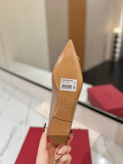 VALENTINO 26S BALLET FLATS IN NUDE GRAINED CALFSKIN WITH GOLD HARDWARE