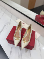 VALENTINO 26S POINTED-TOE PUMPS 65 MM IN WHITE SMOOTH CALFSKIN