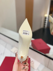 VALENTINO 26S POINTED-TOE PUMPS 65 MM IN WHITE PATENT CALFSKIN