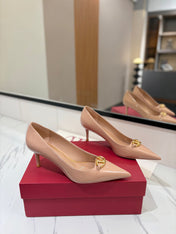 VALENTINO 26S POINTED-TOE PUMPS 65 MM IN NUDE PATENT CALFSKIN