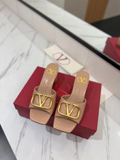 VALENTINO 26S HIGH-HEEL SANDALS 60 MM IN NUDE PINK CALFSKIN WITH GOLD HARDWARE