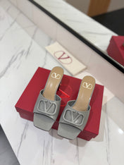 VALENTINO 26S HIGH-HEEL SANDALS 60 MM IN GREY PATENT CALFSKIN