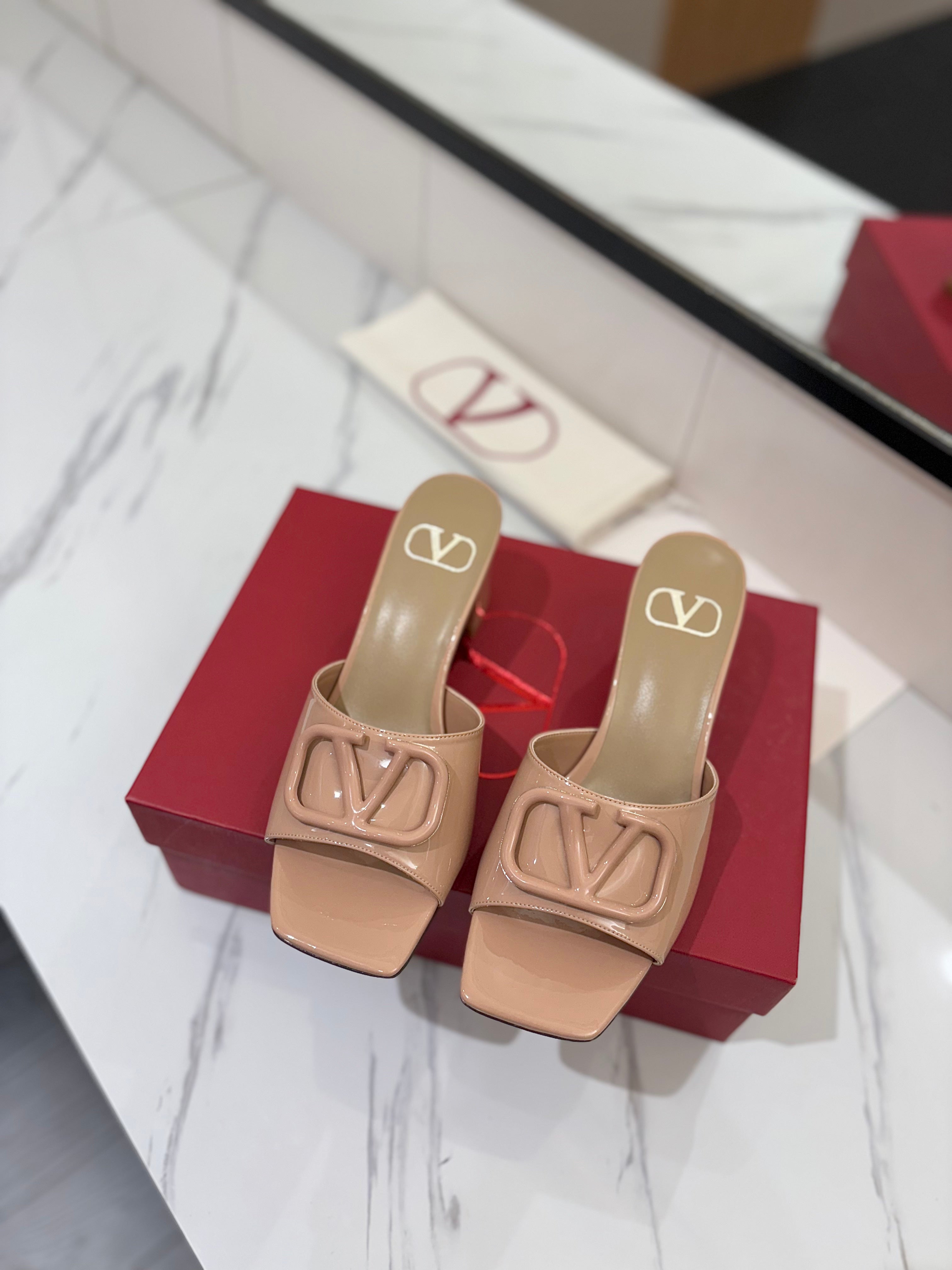 VALENTINO 26S HIGH-HEEL SANDALS 60 MM IN NUDE PINK PATENT CALFSKIN
