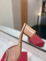 VALENTINO 26S HIGH-HEEL SANDALS 60 MM IN NUDE PINK PATENT CALFSKIN
