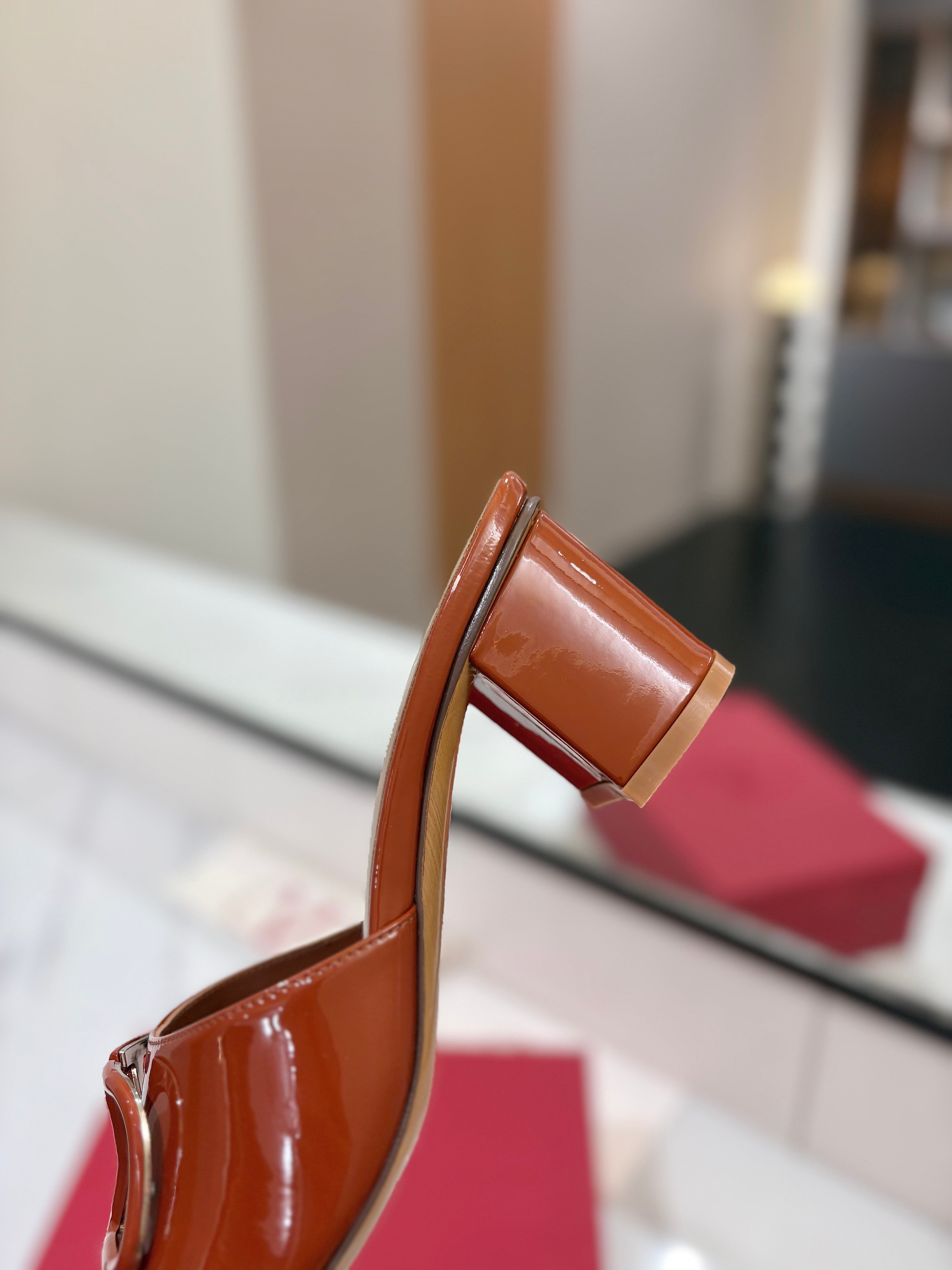 VALENTINO 26S HIGH-HEEL SANDALS 60 MM IN BROWN PATENT CALFSKIN
