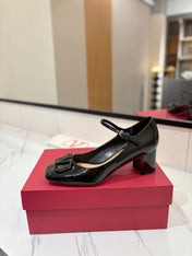 VALENTINO 26S MARY JANE HEELS 60 MM IN BLACK PATENT CALFSKIN