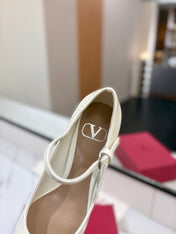 VALENTINO 26S MARY JANE HEELS 60 MM IN WHITE PATENT CALFSKIN