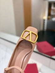 VALENTINO 26S MARY JANE HEELS 60 MM IN NUDE SMOOTH CALFSKIN WITH GOLD HARDWARE