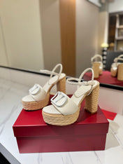 VLTN ESPADRILLE WEDGE SANDALS 25S 115 MM IN WHITE LAMBSKIN