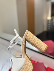 VLTN ESPADRILLE WEDGE SANDALS 25S 115 MM IN WHITE LAMBSKIN