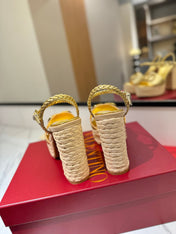 VLTN ESPADRILLE WEDGE SANDALS 25S 115 MM IN GOLD LAMBSKIN WITH GOLD HARDWARE