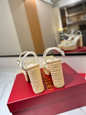 VLTN ESPADRILLE WEDGE SANDALS 25S 115 MM IN WHITE LAMBSKIN WITH GOLD HARDWARE