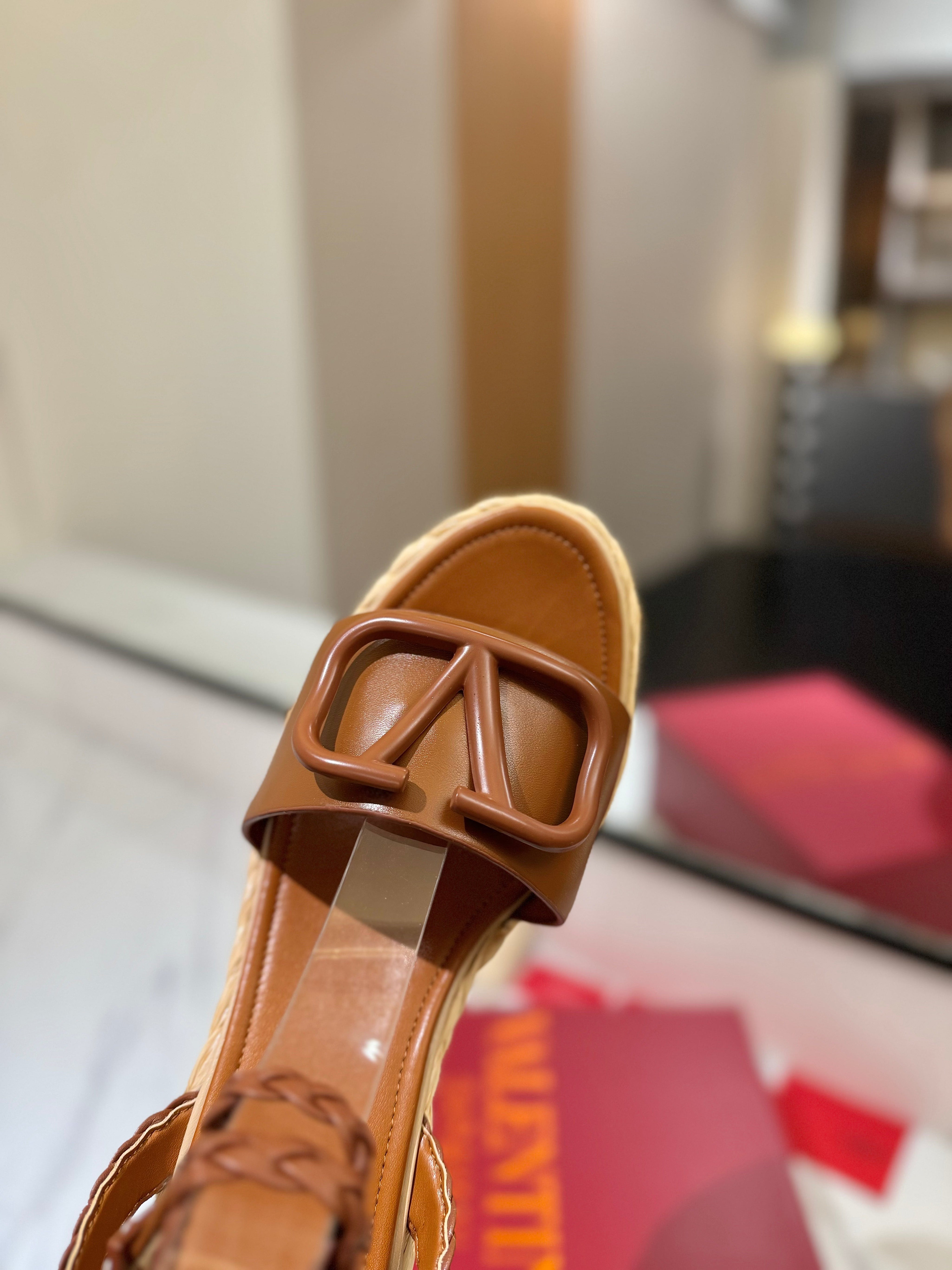 VLTN ESPADRILLE WEDGE SANDALS 25S 90 MM IN BROWN LAMBSKIN STYLE 11