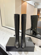 YSL 26S KNEE-HIGH BOOTS 95 MM IN BLACK CALFSKIN