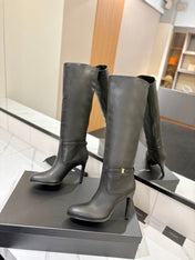 YSL 26S KNEE-HIGH BOOTS 95 MM IN BLACK CALFSKIN