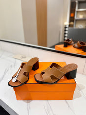 HM 26S HELIA SANDAL 70MM IN CARAMEL BROWN EPSOM CALFSKIN