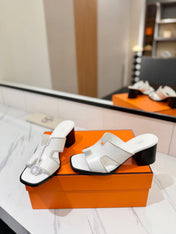 HM 26S HELIA SANDAL 70MM IN WHITE CALFSKIN