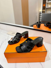 HM 26S HELIA SANDAL 70MM IN BLACK CALFSKIN
