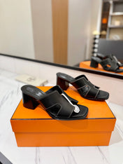 HM 26S HELIA SANDAL 70MM IN BLACK CALFSKIN