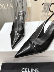 JUDY CAP TOE SLINGBACK 65MM IN BLACK SMOOTH AND SHINY CALFSKIN
